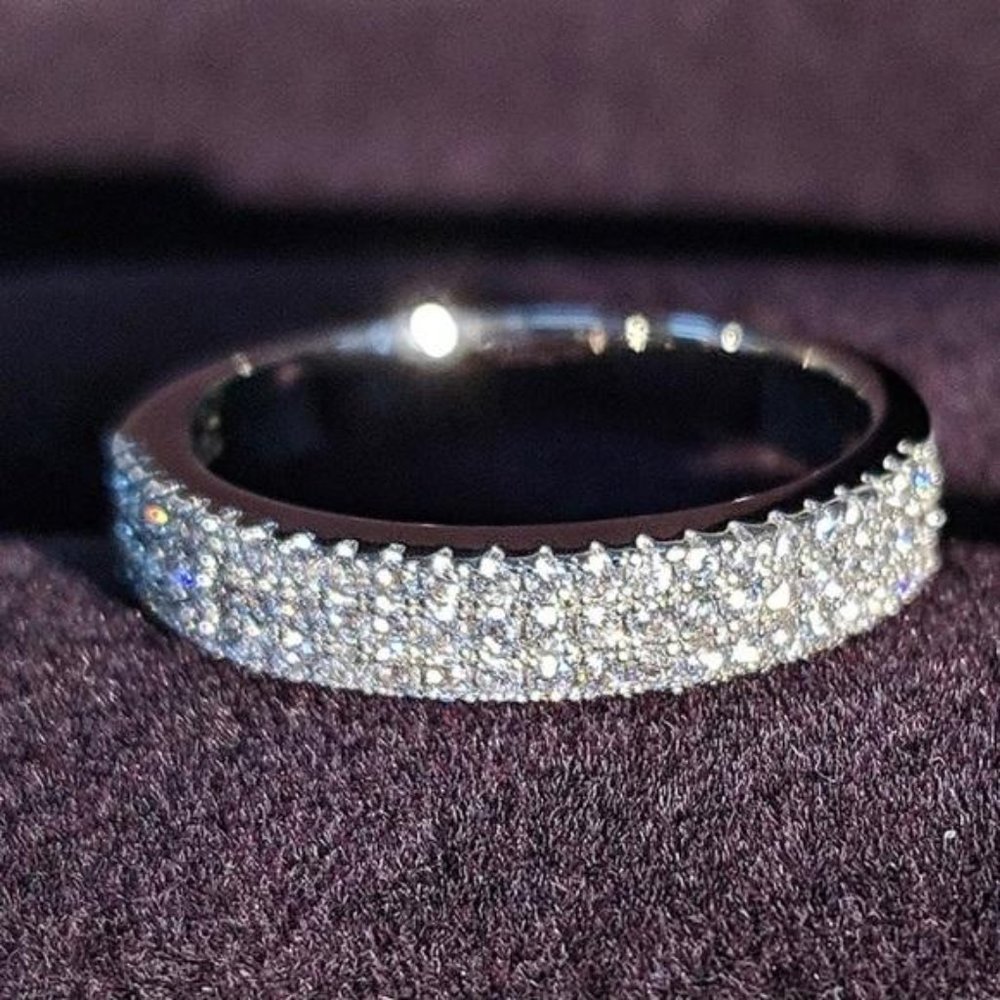 NEW 925 Silver Diamond Triple Full Eternity Ring, beautiful Ring, shiny Ring - Picture 5 of 7